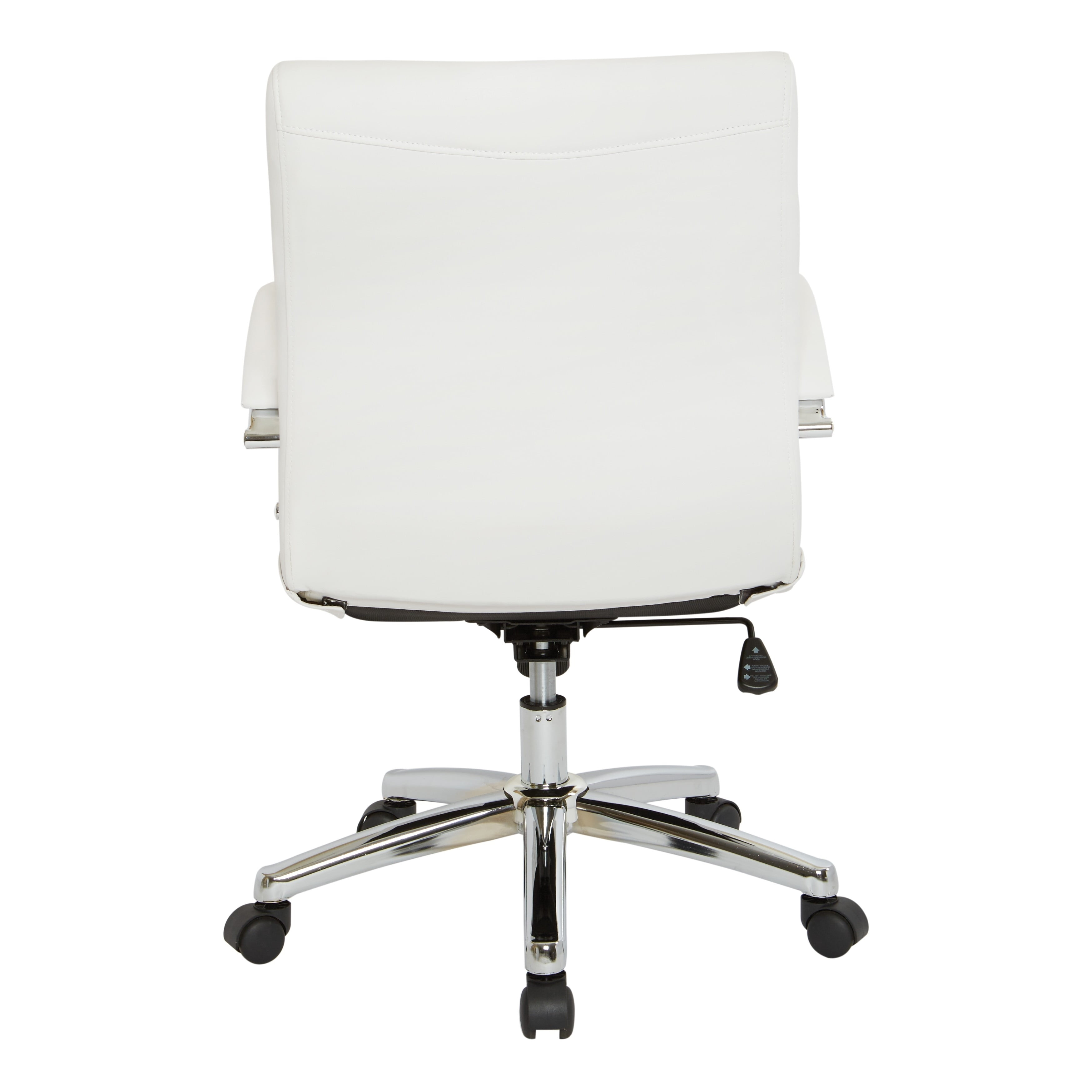 Office Star Products Executive Low Back Faux Leather Chair with Chrome Arms and Base - single White