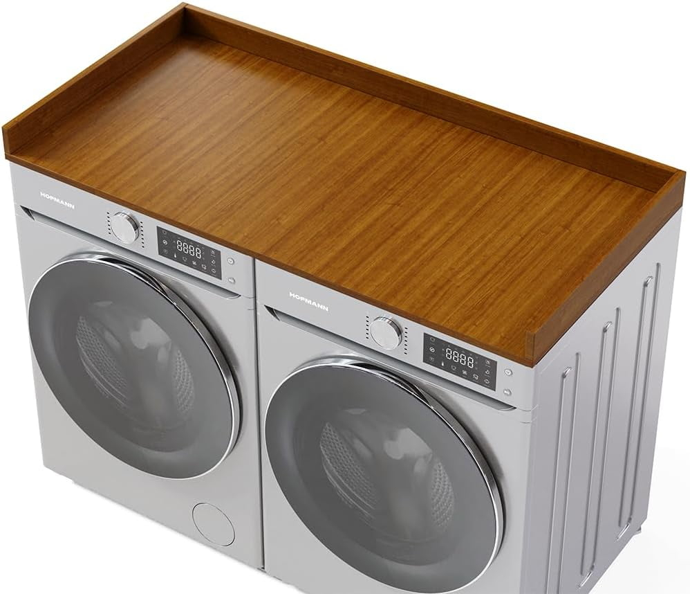 OfficeSimpli Washer Dryer Countertop w Non-Slip Pads, Made in USA, Laundry Room Wood Topper, Washer Dryer Cover for Top, Laundry Guard, Laundry Countertop, Laminate Finish (Cafe Latte)