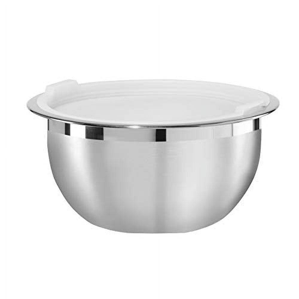 Oggi Two-Tone Mixing Bowl, 1-1/2-Quart, Stainless Steel, White Lid