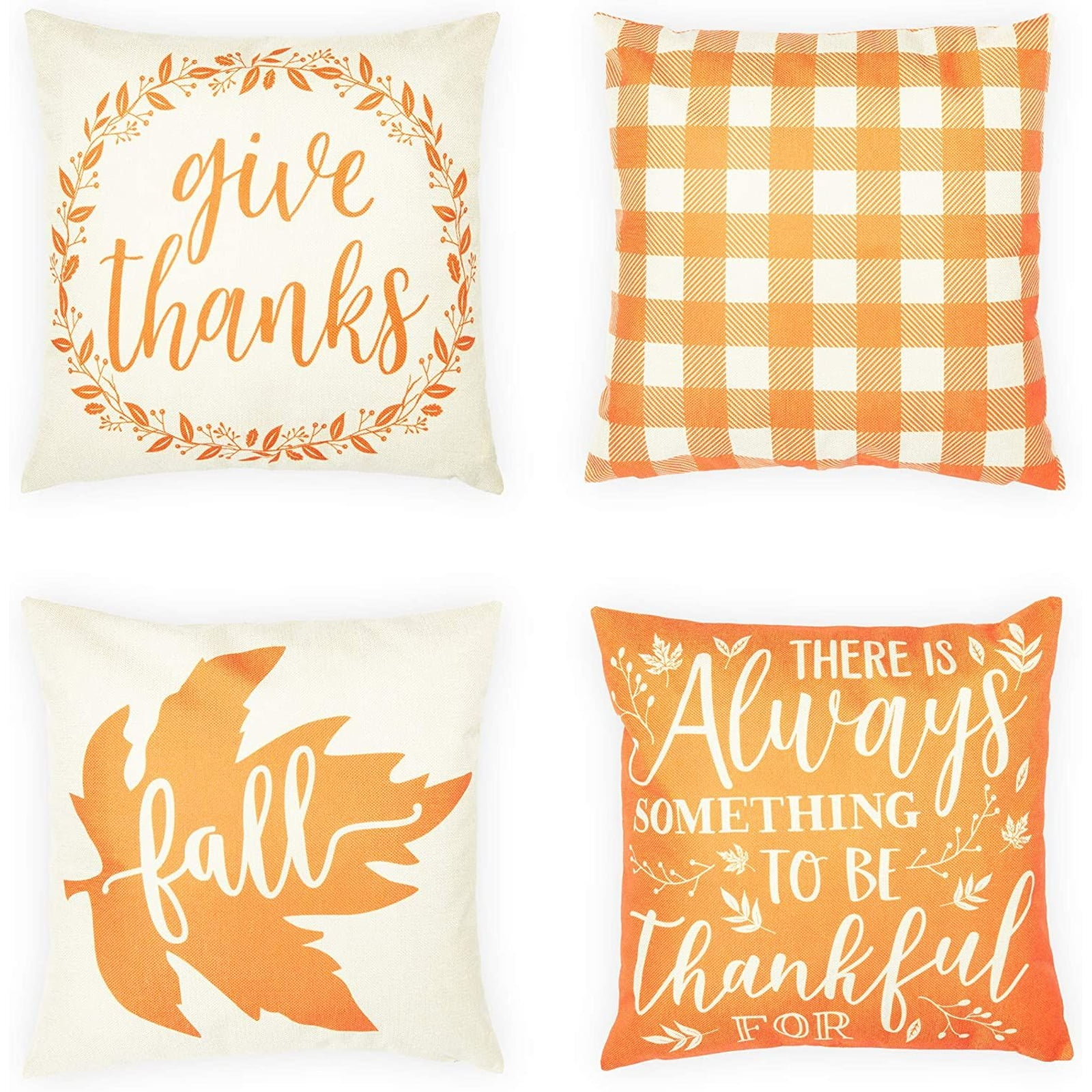 Okuna Outpost Fall Thanksgiving Throw Pillow Covers (18 x 18 in, 4 Designs, 4 Pack)