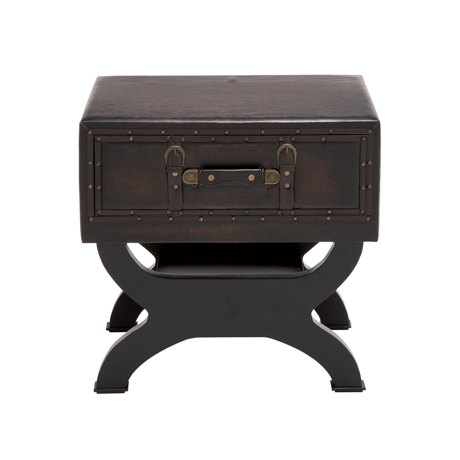 Urban Designs Imported Olde London Suitcase Accent and End Table, Small, Espresso