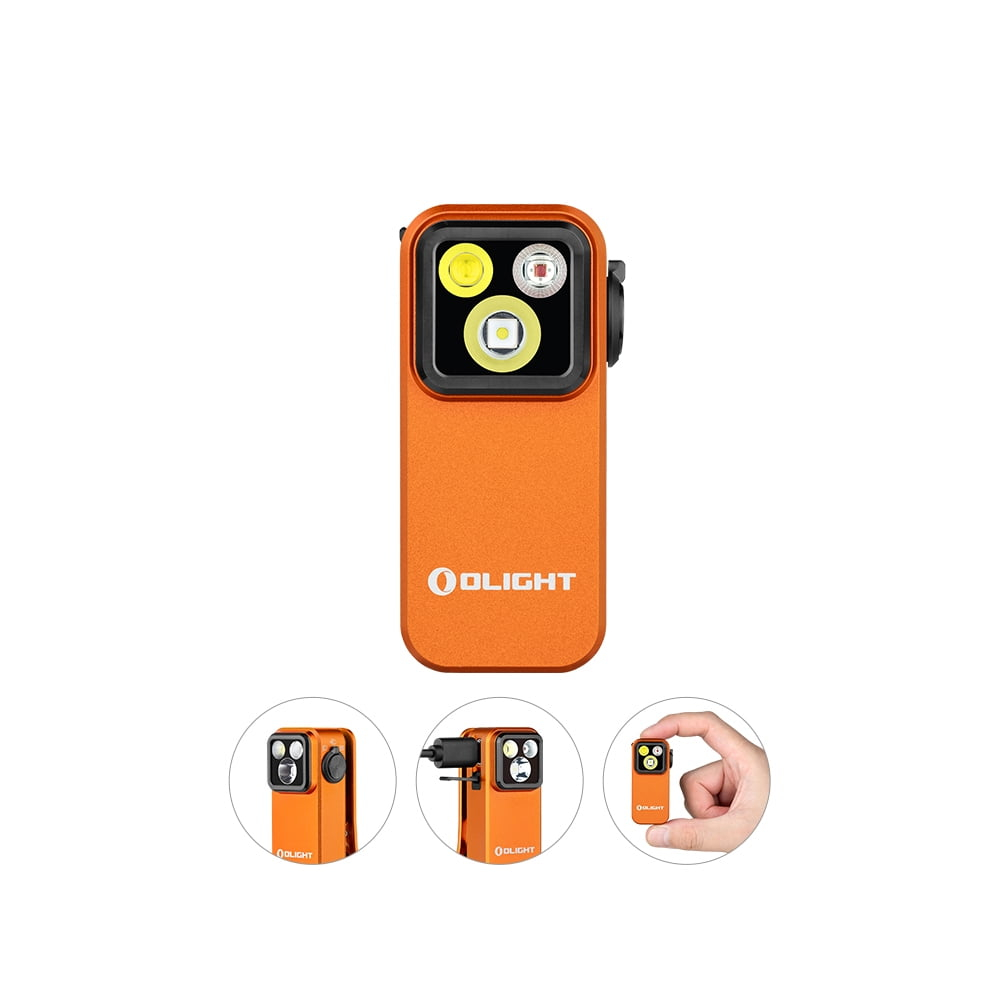 OLIGHT Oclip Pro EDC Flashlight Clip-on Light, Rechargeable 500 Lumens with Three Lighting Solutions Type-C Charging, Magnetic Flash Lights for Signaling, Cycling, Outdoor or Indoor Use(Orange)