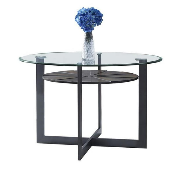 Olson Medium Brown Metal Base Dining Table