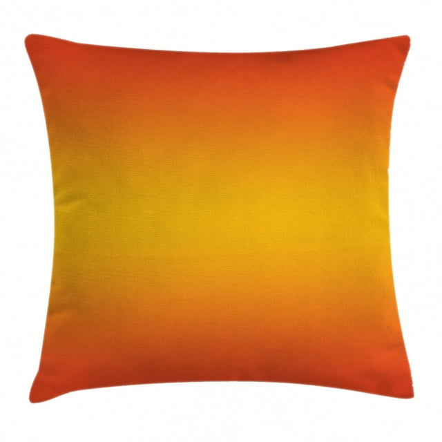 Ombre Throw Pillow Cushion Cover, Tropical Sunset Inspired Summer Themed Design Artistic Modern Room Decorations, Decorative Square Accent Pillow Case, 18 X 18 Inches, Orange Yellow, by Ambesonne