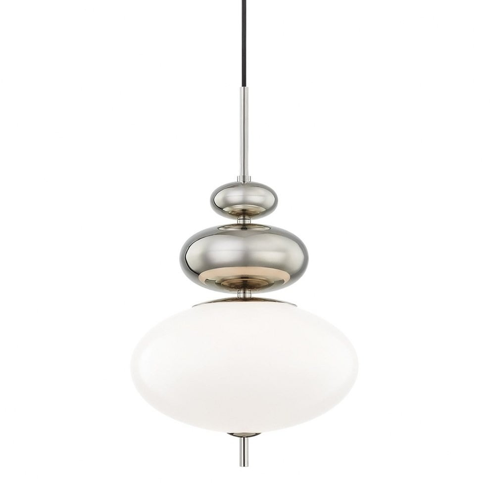 Mitzi Elsie 1 - Light Pendant in  Polished Nickel Opal Glossy Glass Shade  Shade