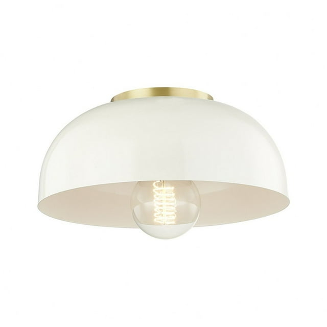 Dea Semi-Flush Mount Light - Aged Brass and Cream / Small