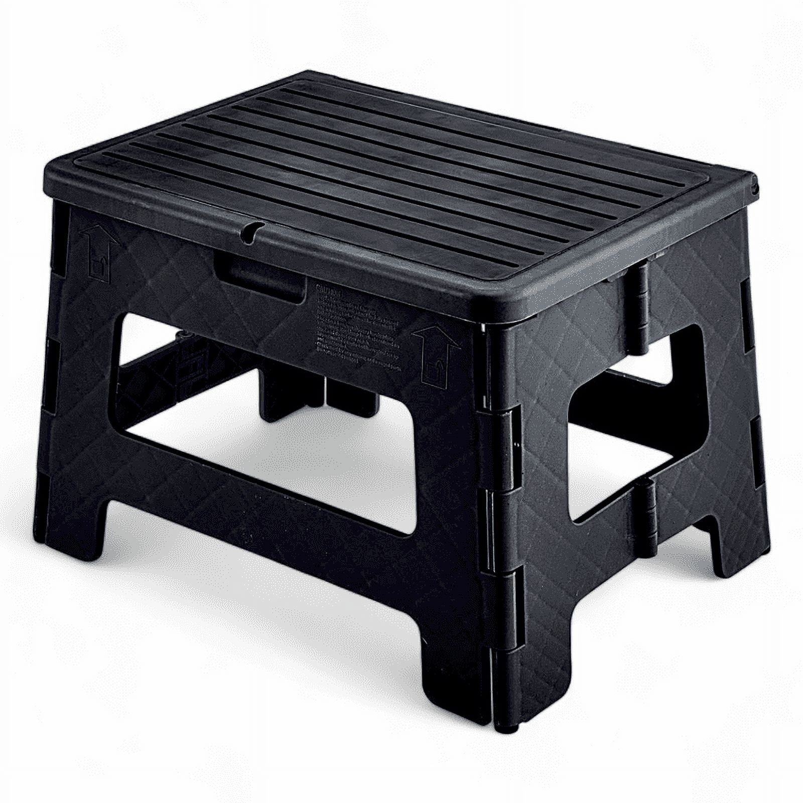 One Step Folding Stool Lightweight and Portable 300 lbs. Working Load Franklin, Black