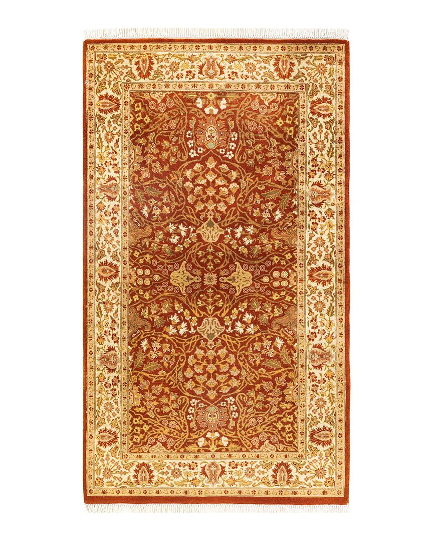 One of a Kind Hand Made Mogul Oriental Wool Area Rug Orange 3 x 5