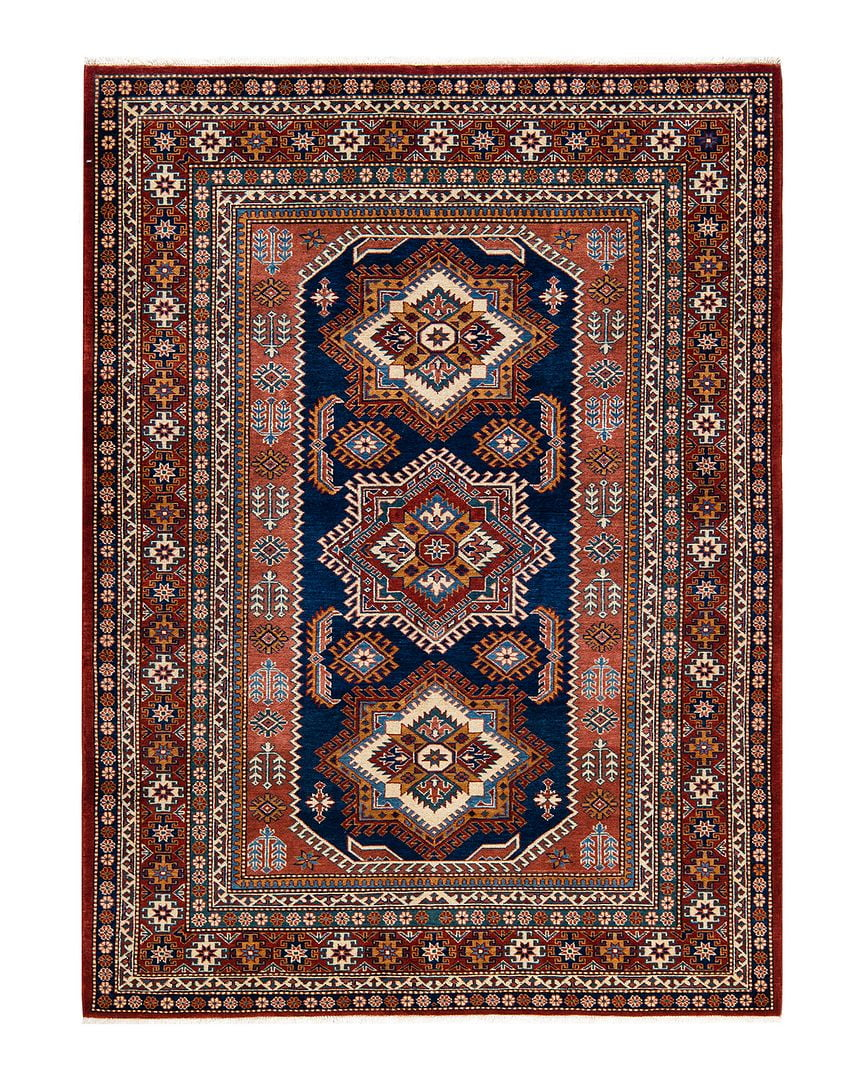 One of a Kind Hand Made Tribal Tribal Wool Area Rug Orange 5 x 8