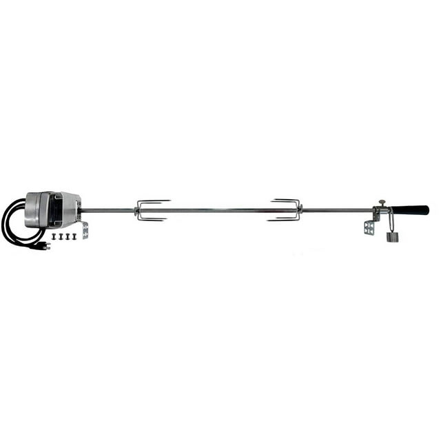 OneGrill Heavy Duty Chrome Steel Universal Grill Rotisserie Kit with 13 Watt 50 lb. Stainless Electric Motor - 53 Inch X 1/2 Inch Hexagon Spit Rod (Grills Up to 45 Inches Wide) NOT for Weber