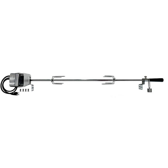 OneGrill Heavy Duty Chrome Steel Universal Grill Rotisserie Kit with 13 Watt 50 lb. Stainless Electric Motor - 53 Inch X 1/2 Inch Hexagon Spit Rod (Grills Up to 45 Inches Wide) NOT for Weber