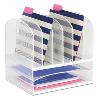 Onyx Mesh Desktop Organizer With Two Trays And Six Upright Sections