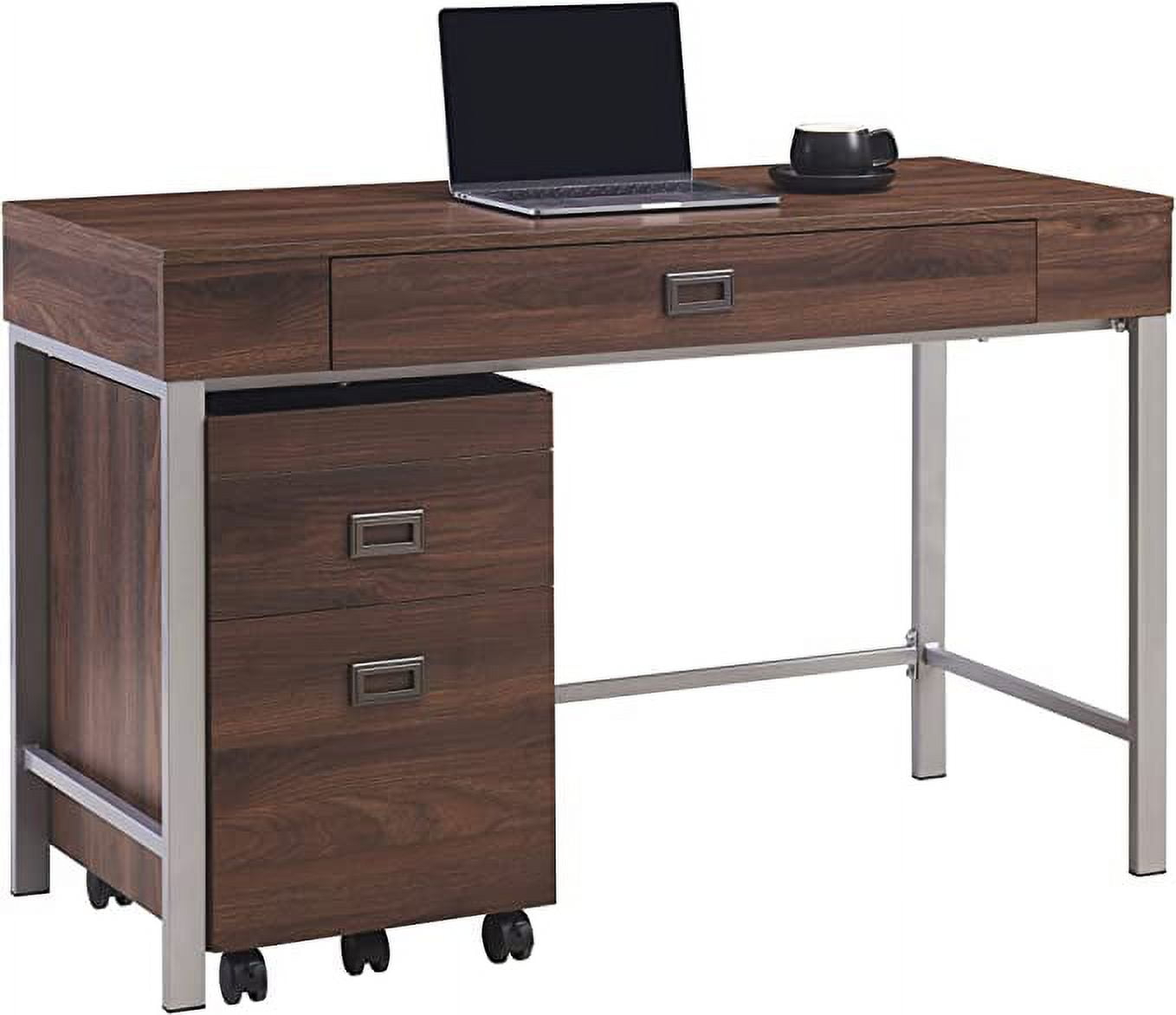 Open Box Realspace Brezio 47"W Computer Desk with Mobile File Cabinet 5095009 - Brown
