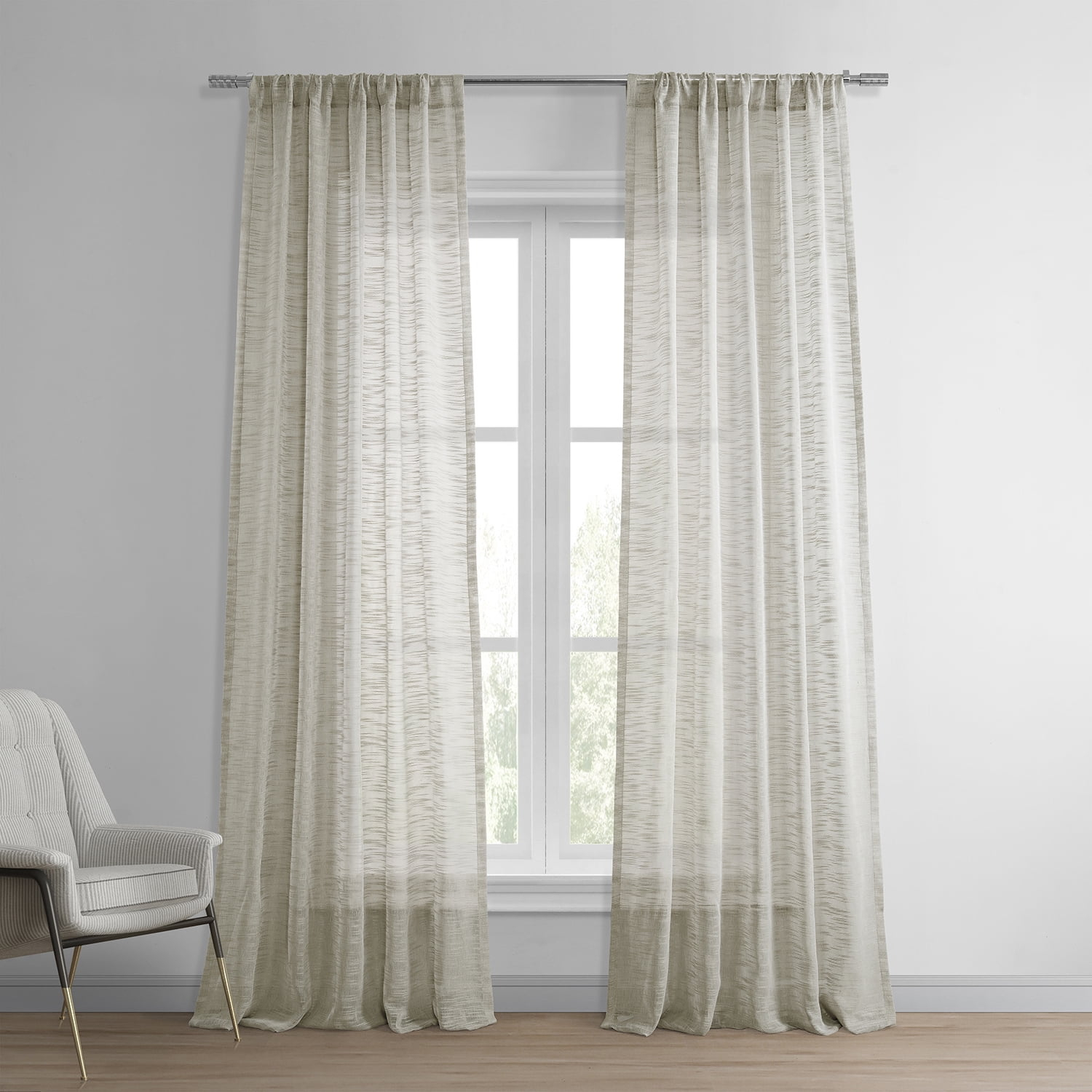Open Weave Natural Linen Sheer Curtain (1 Panel), Open Weave Natural, 50W X 120L