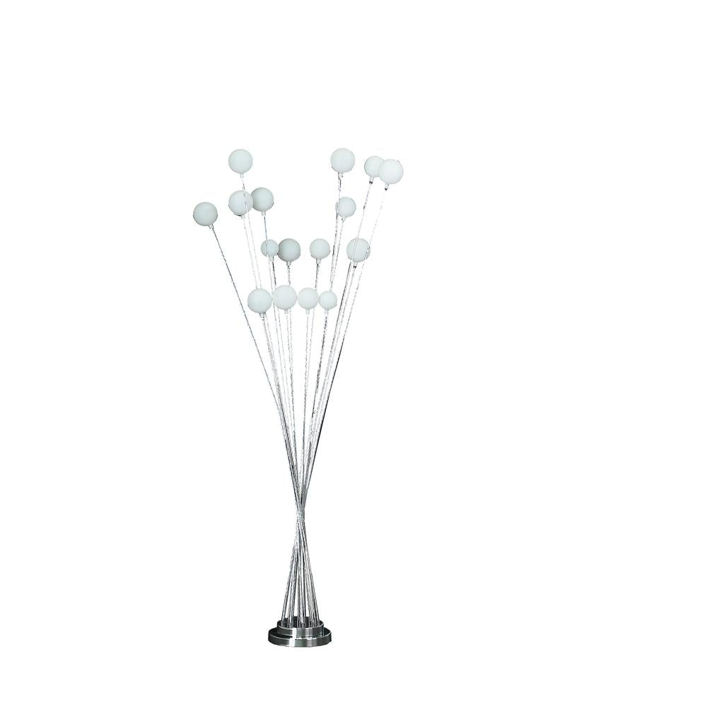 Ore International 16-Light Acrylic Globe Aluminun Led Chrysanthe Silver Chrome Metal Floor Lamp