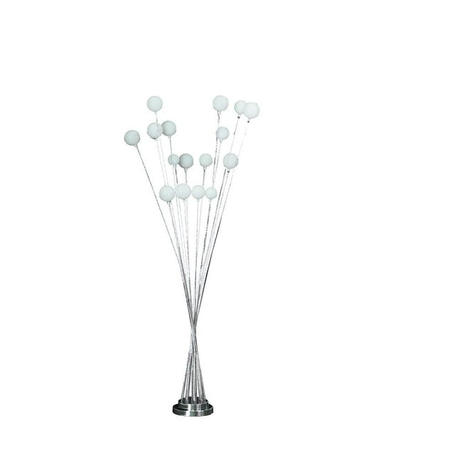 Ore International 16-Light Acrylic Globe Aluminun Led Chrysanthe Silver Chrome Metal Floor Lamp