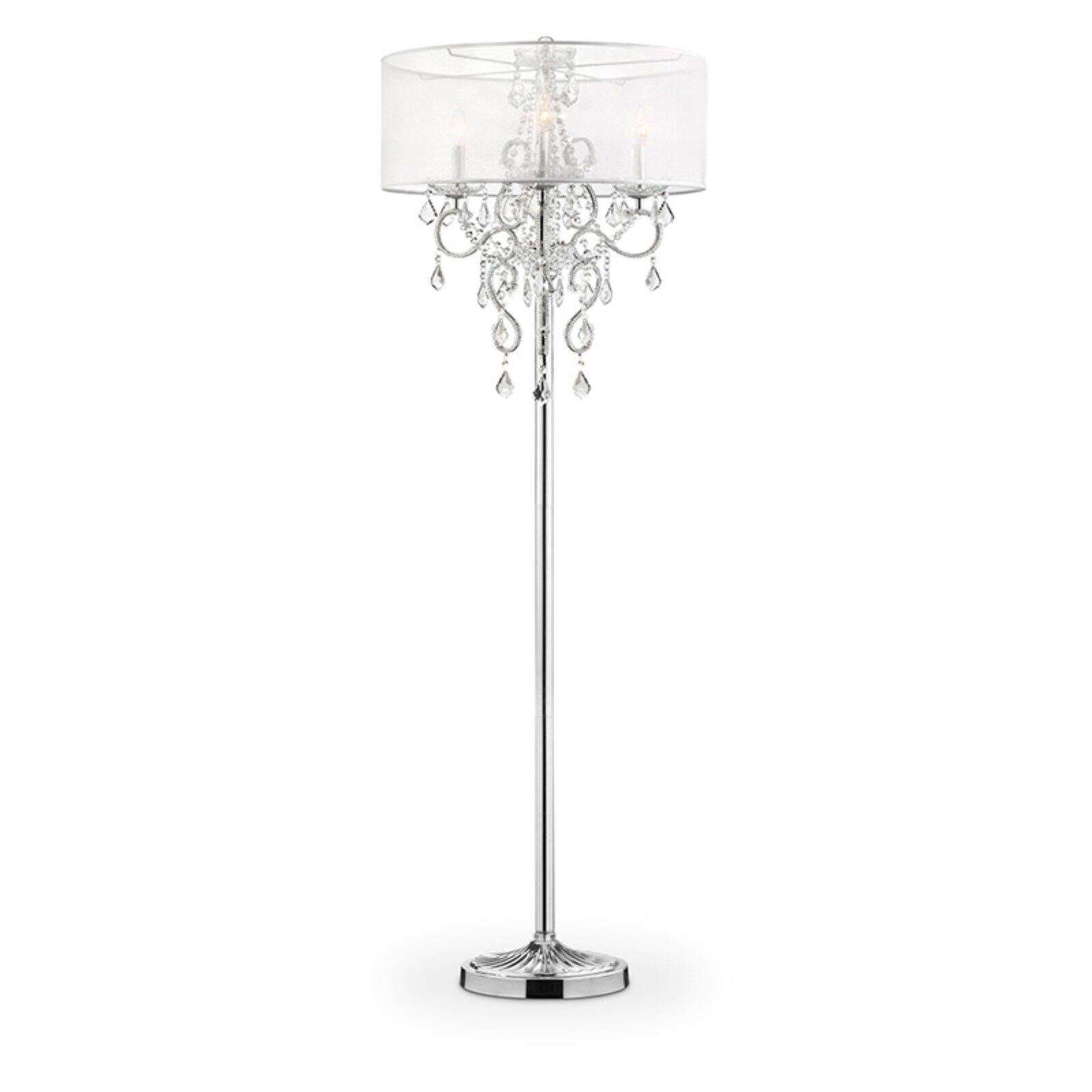 ORE International 63" Metal "Evangelia" Floor Lamp with Crystal Accents in Clear