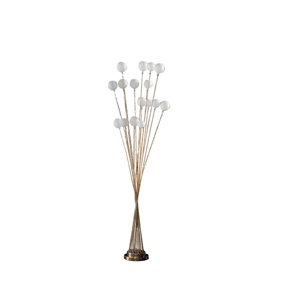 61.5 in. 16-Light Acrylic Globe Aluminun LED Chrysanthe Metal Floor Lamp, Yellow & Gold