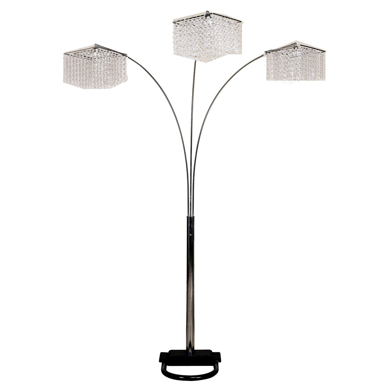 Ore International 6932 3 Light Crystal Inspirational Arch Floor Lamp, 97" x 17.5" x 19", Silver