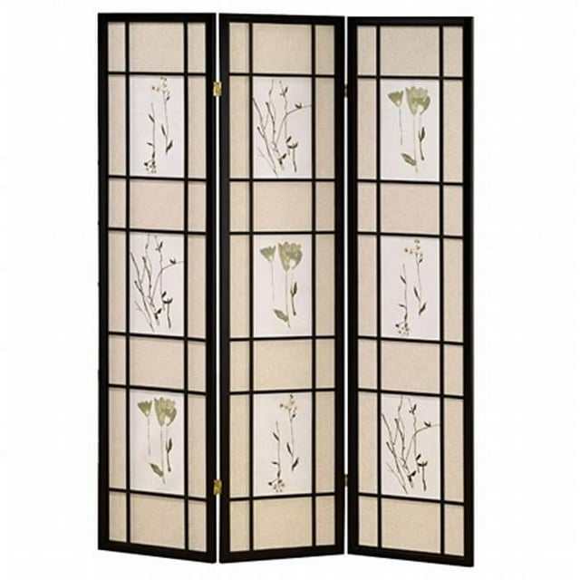 Ore International  3 Panel Shoji Screen  -  Black