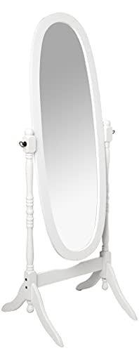 Cheval Mirror Ore International White: Oval Freestanding, Bedroom-Ready, 59.5" Tall