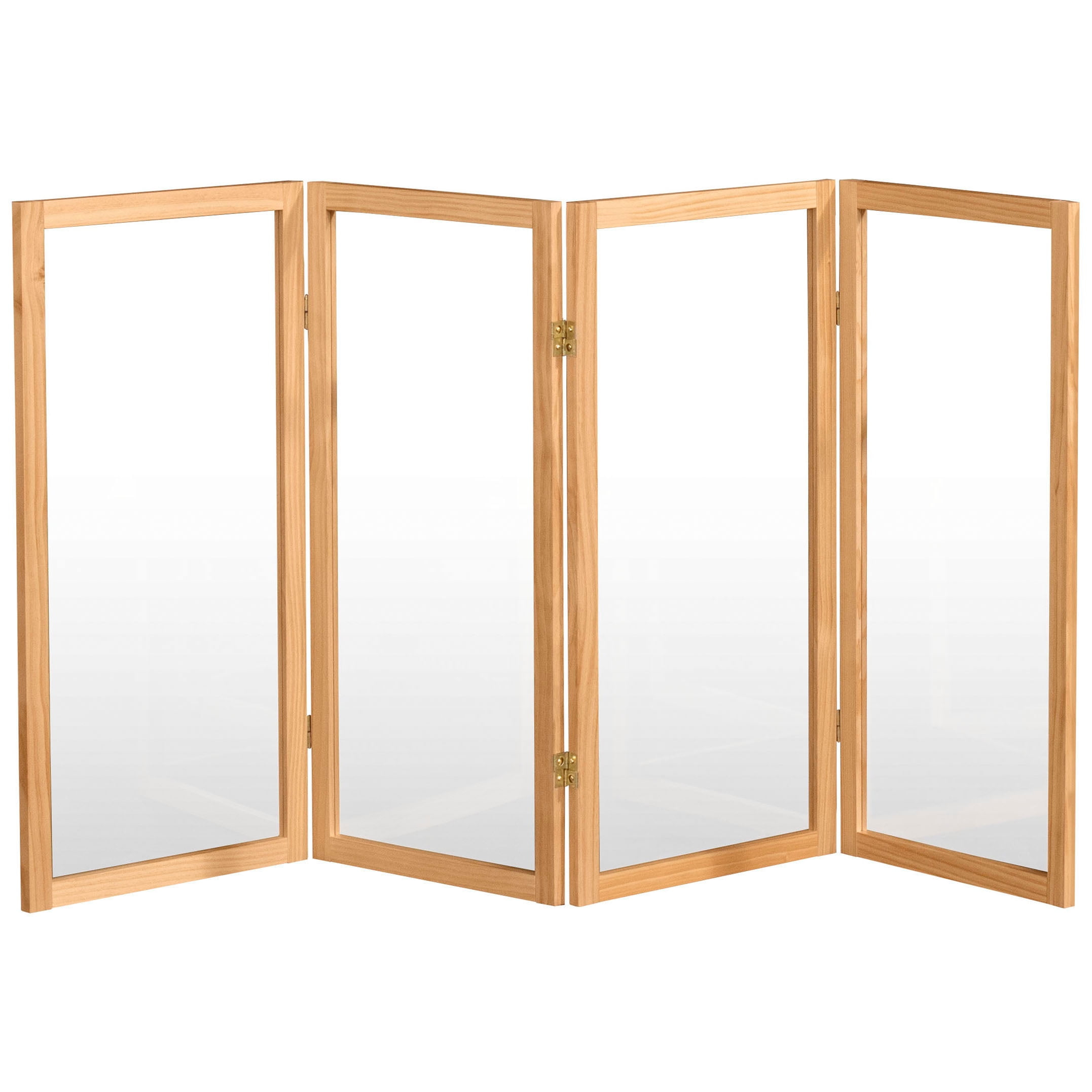 Oriental Furniture 3 ft. Tall Clear Screen Natural - 4 Panel