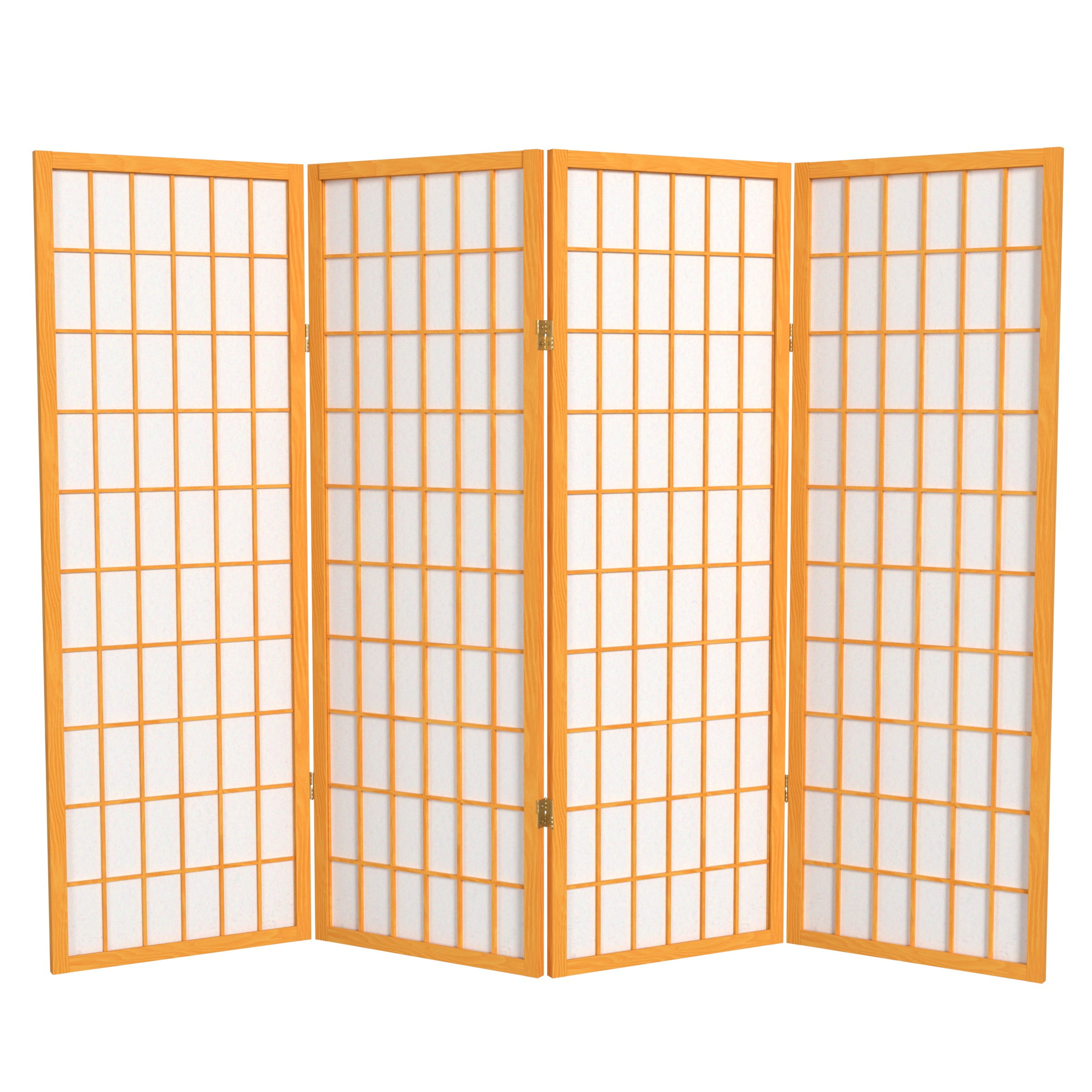 Red Lantern 4 ft. Short Window Pane Shoji Screen - Honey - 4 Panels