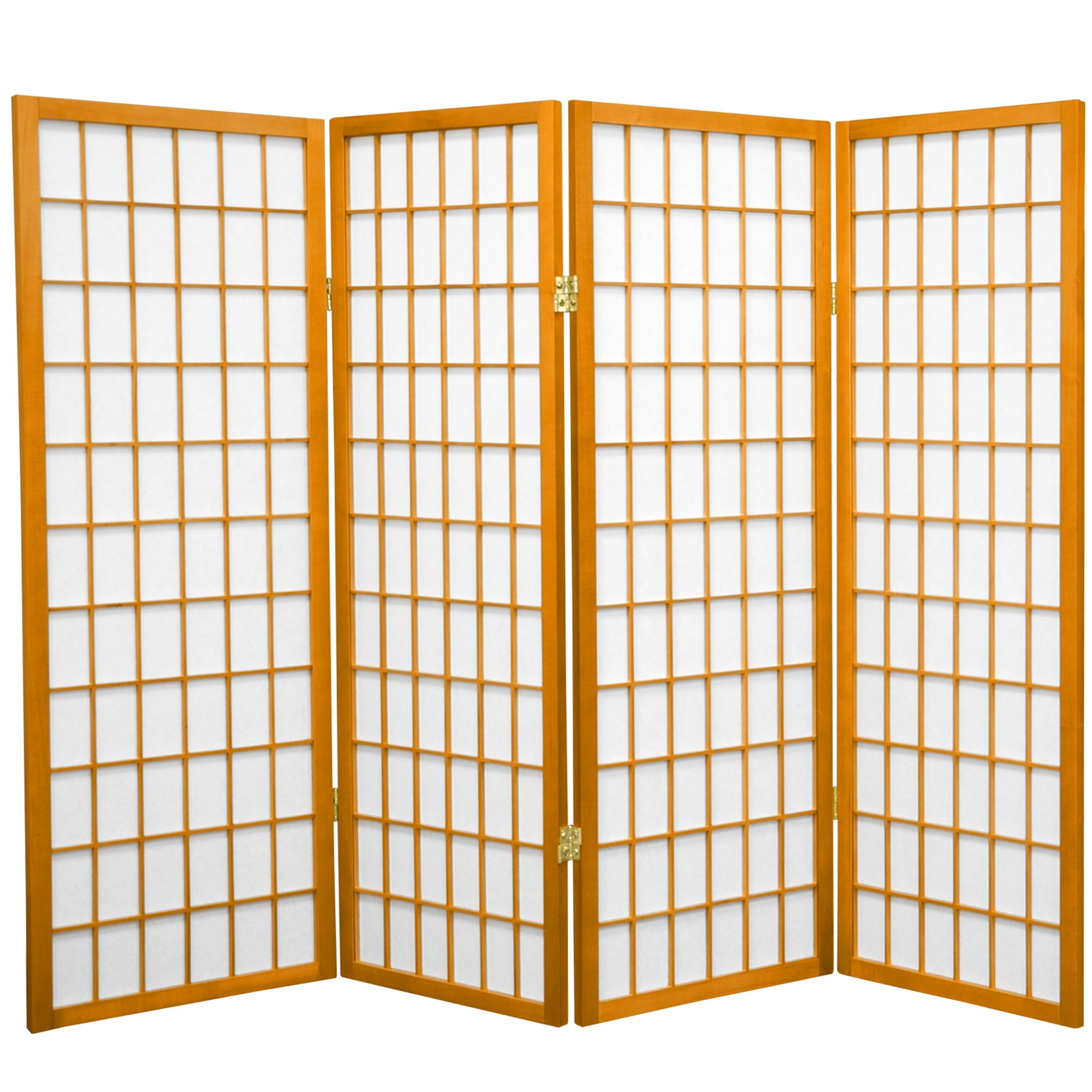 Red Lantern 4 ft. Short Window Pane Shoji Screen - Honey - 4 Panels