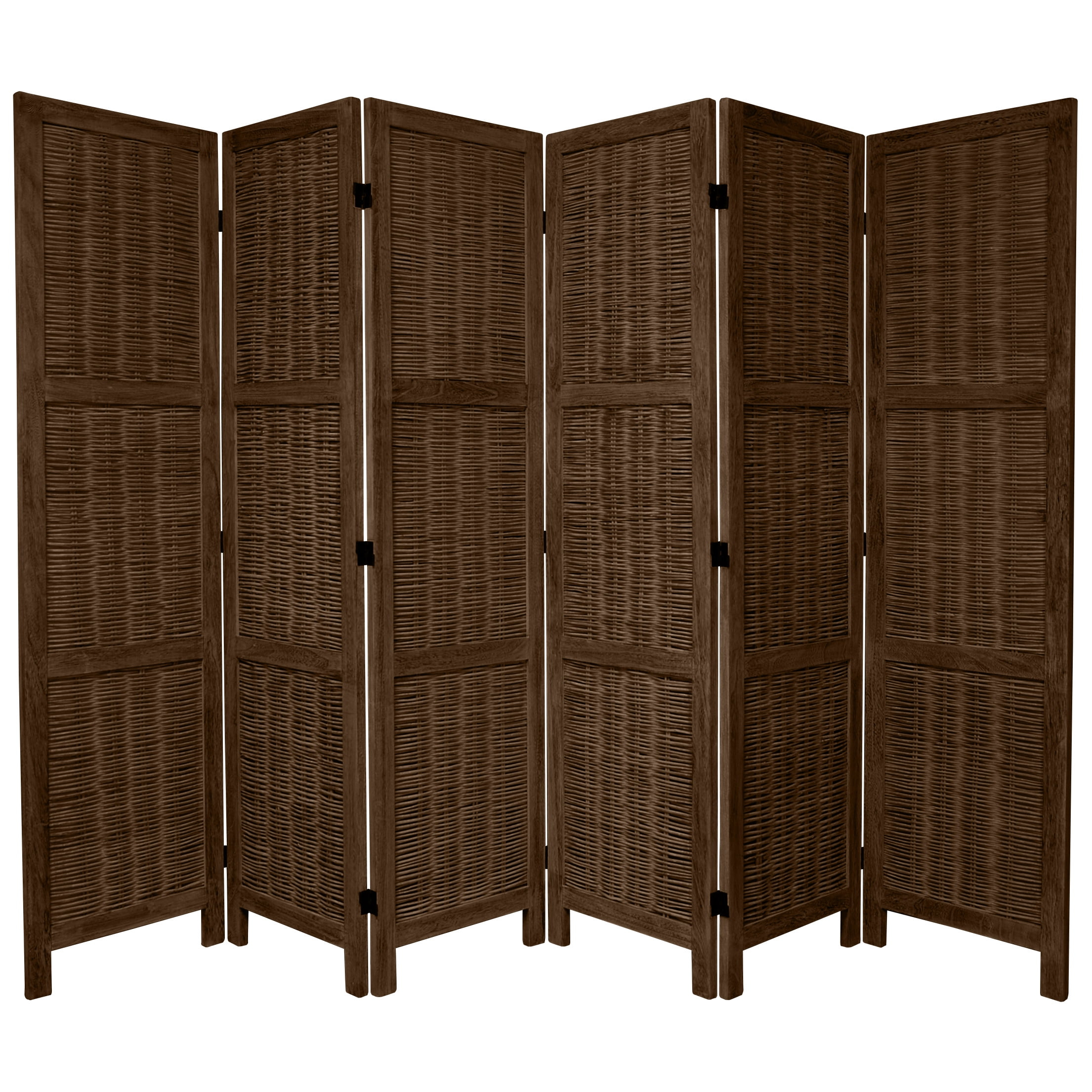Oriental Furniture 5 1/2 ft. Tall Bamboo Matchstick Screen - Brown - 6 Panel