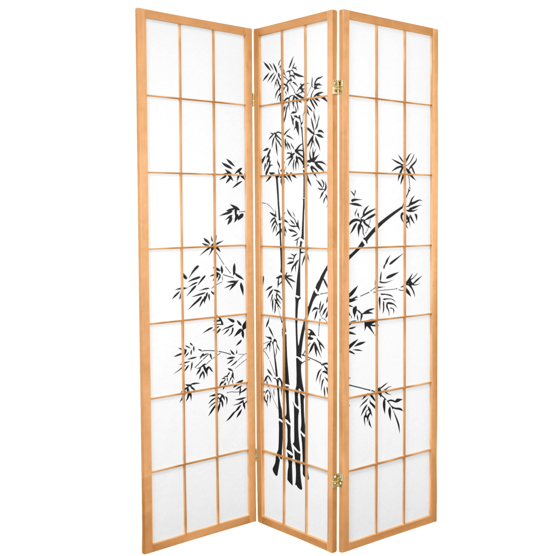 Oriental Furniture 6 Ft Tall Lucky Bamboo Room Divider, 3 panel, natural color, traditional