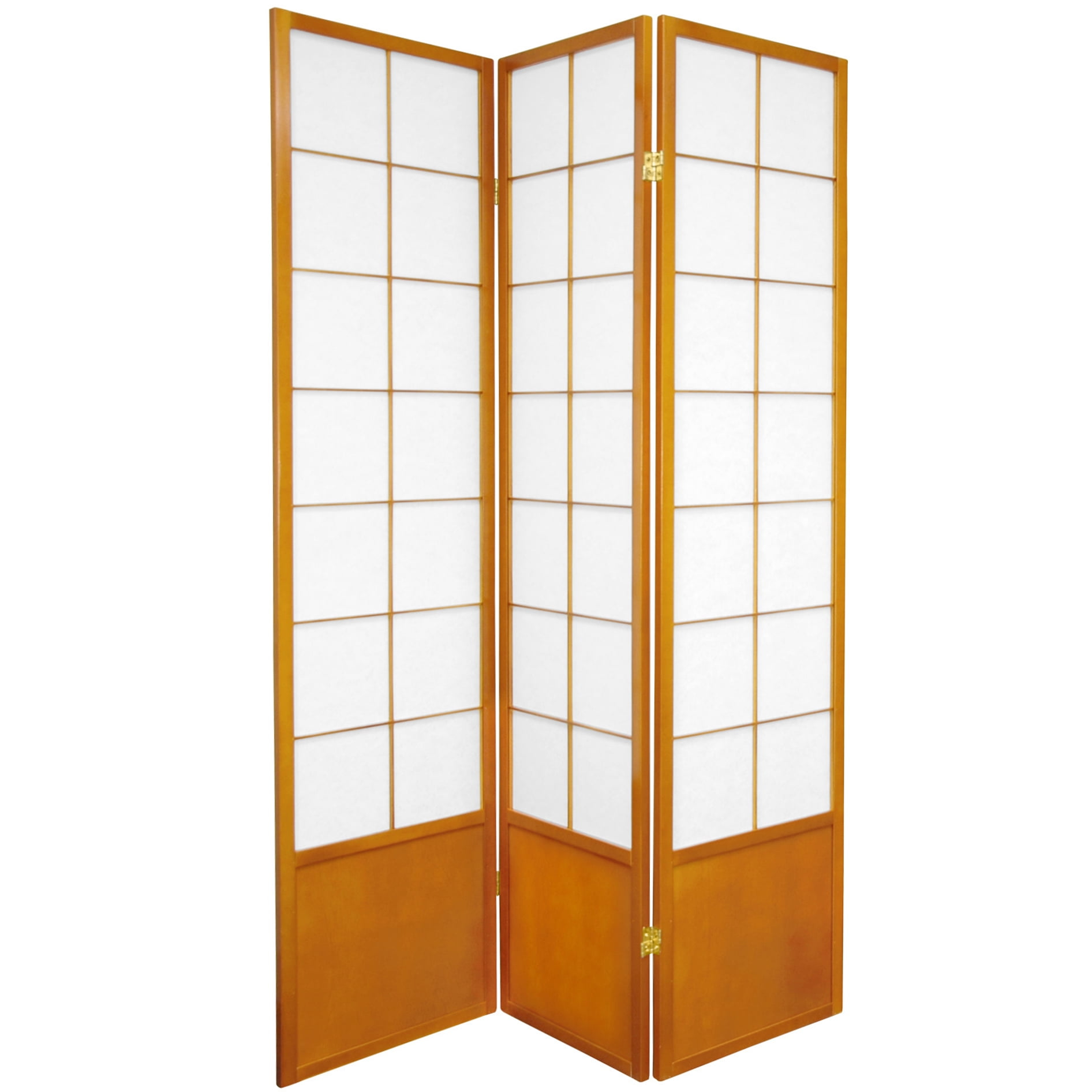 Oriental Furniture 6 Ft Tall Zen Shoji Room Divider, Honey color, 3 panel