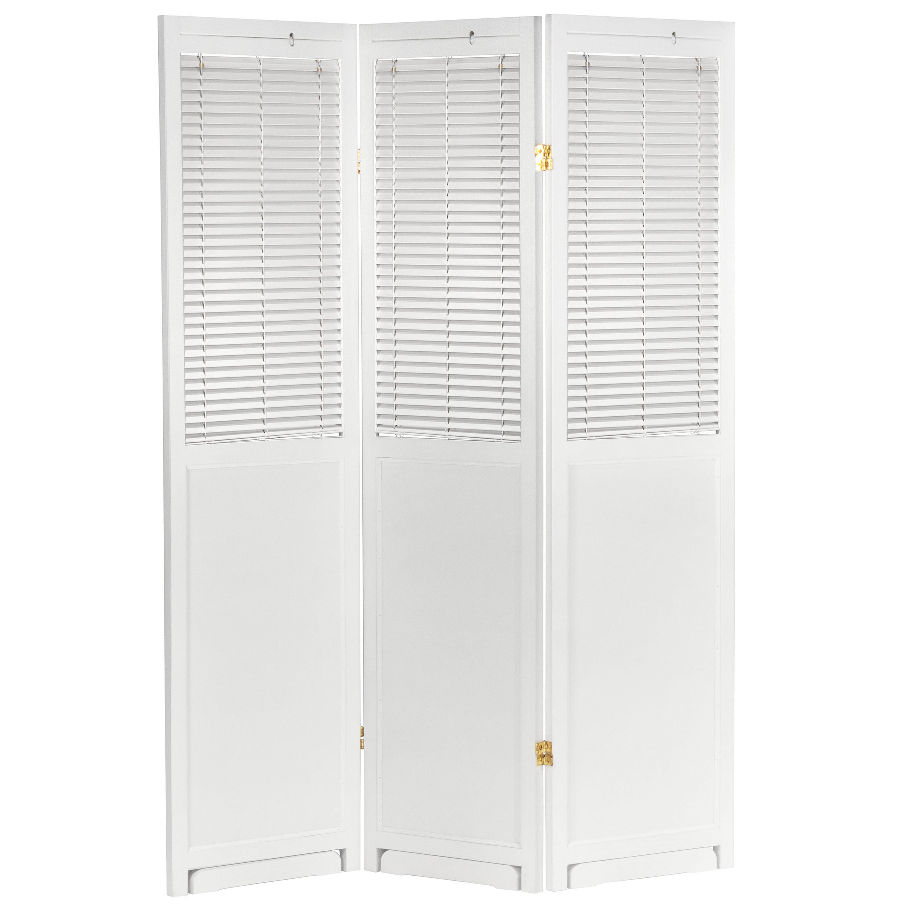 Oriental Furniture 6 ft. Tall Adjustable Shutter Room Divider White - 3 Panel