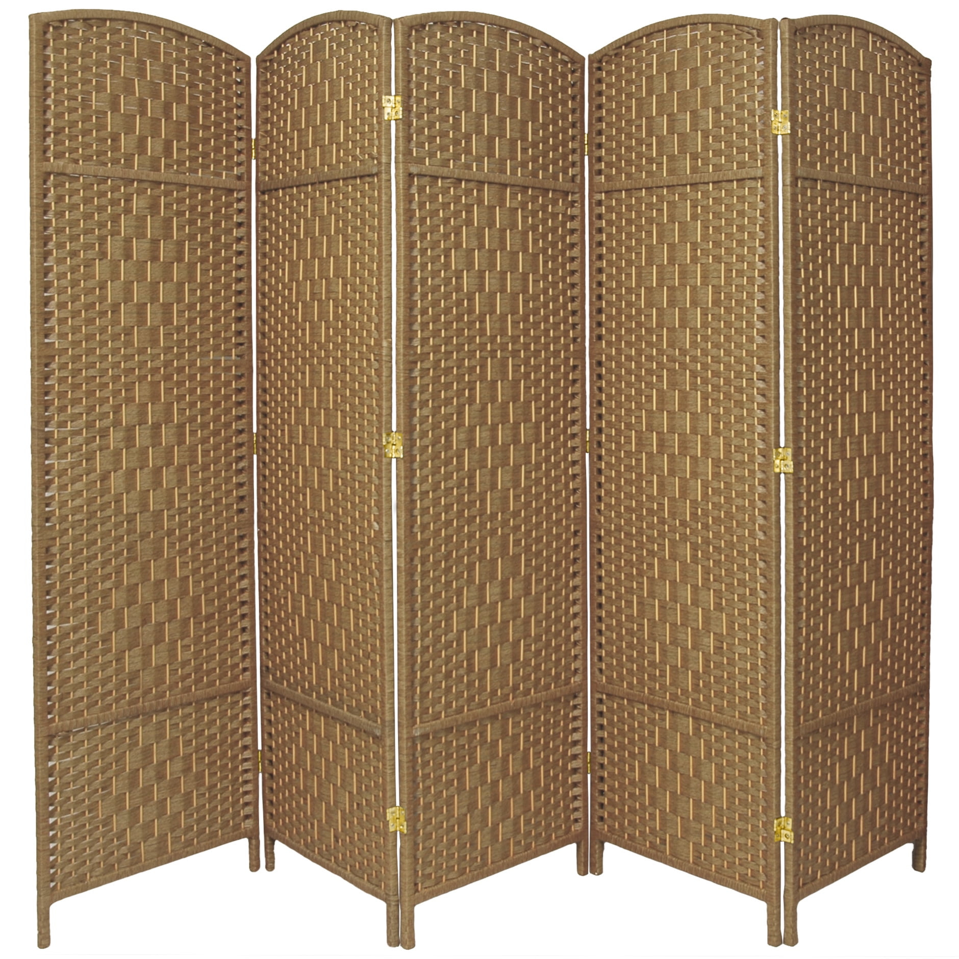 Oriental Furniture 6 ft. Tall Diamond Weave Room Divider - Natural - 5 Panel