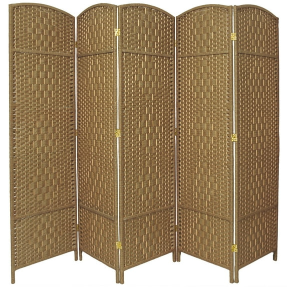 Oriental Furniture 6 ft. Tall Diamond Weave Room Divider - Natural - 5 Panel