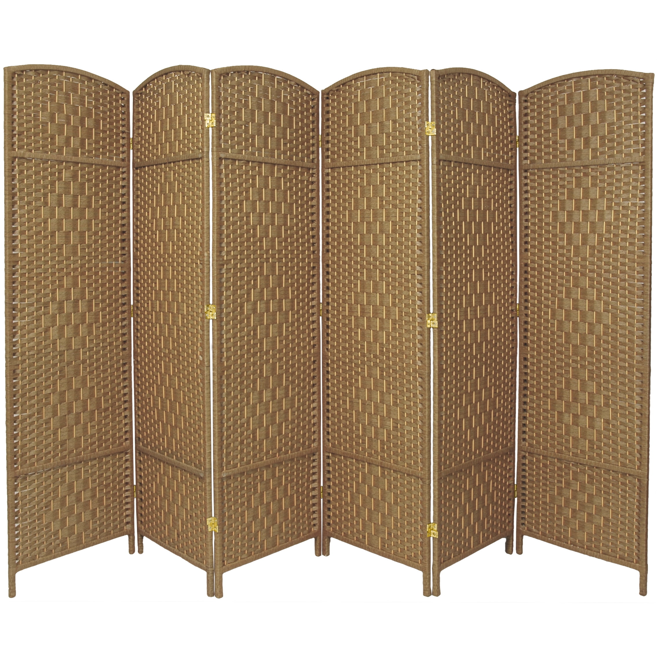 Oriental Furniture 6 ft. Tall Diamond Weave Room Divider - Natural - 6 Panel
