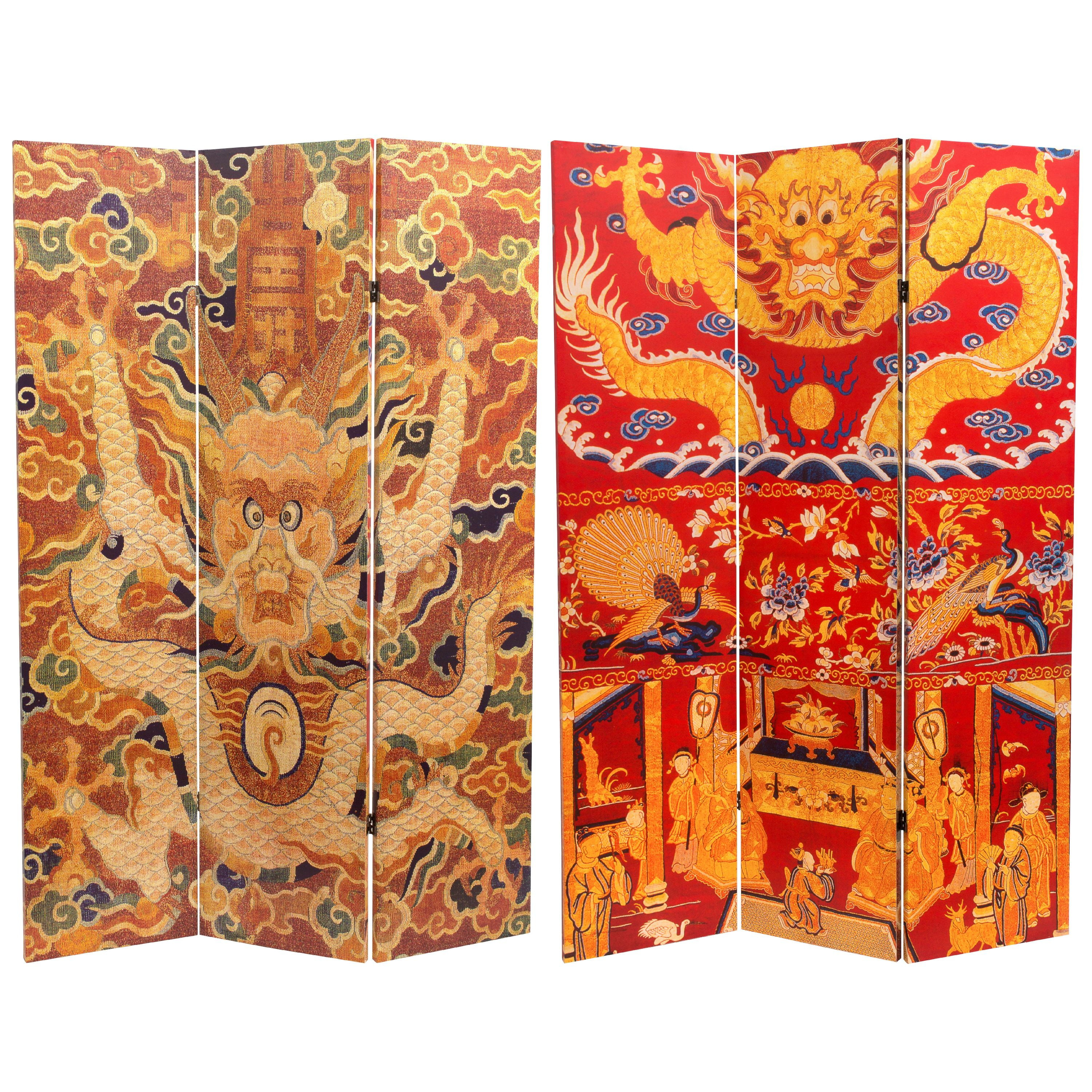 Oriental Furniture 6 ft. Tall Dragon of the Red Chamber Room Divider - 3 Panel