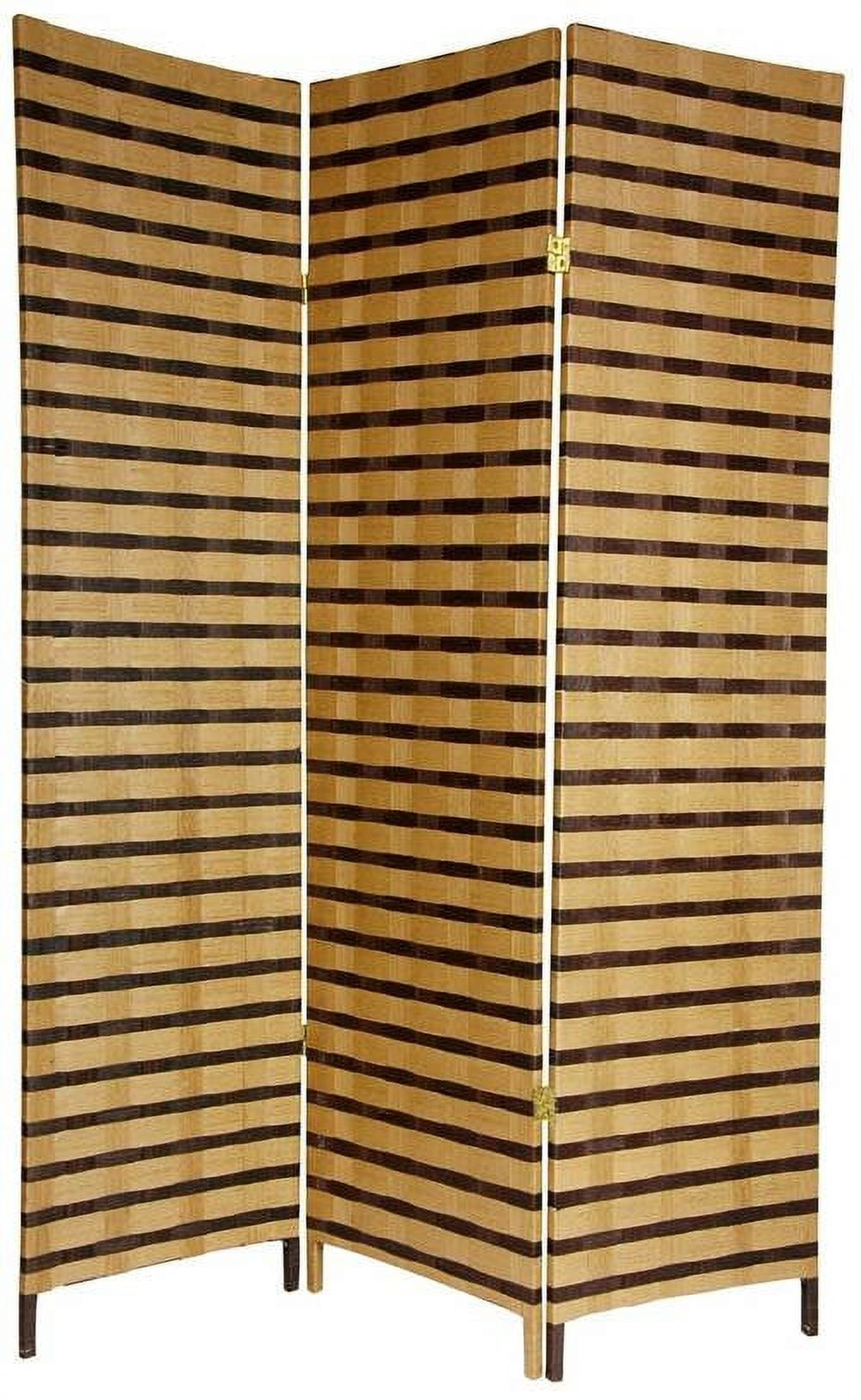 Oriental Furniture 6 ft. Tall Two Tone Natural Fiber Room Divider - 3 Panel