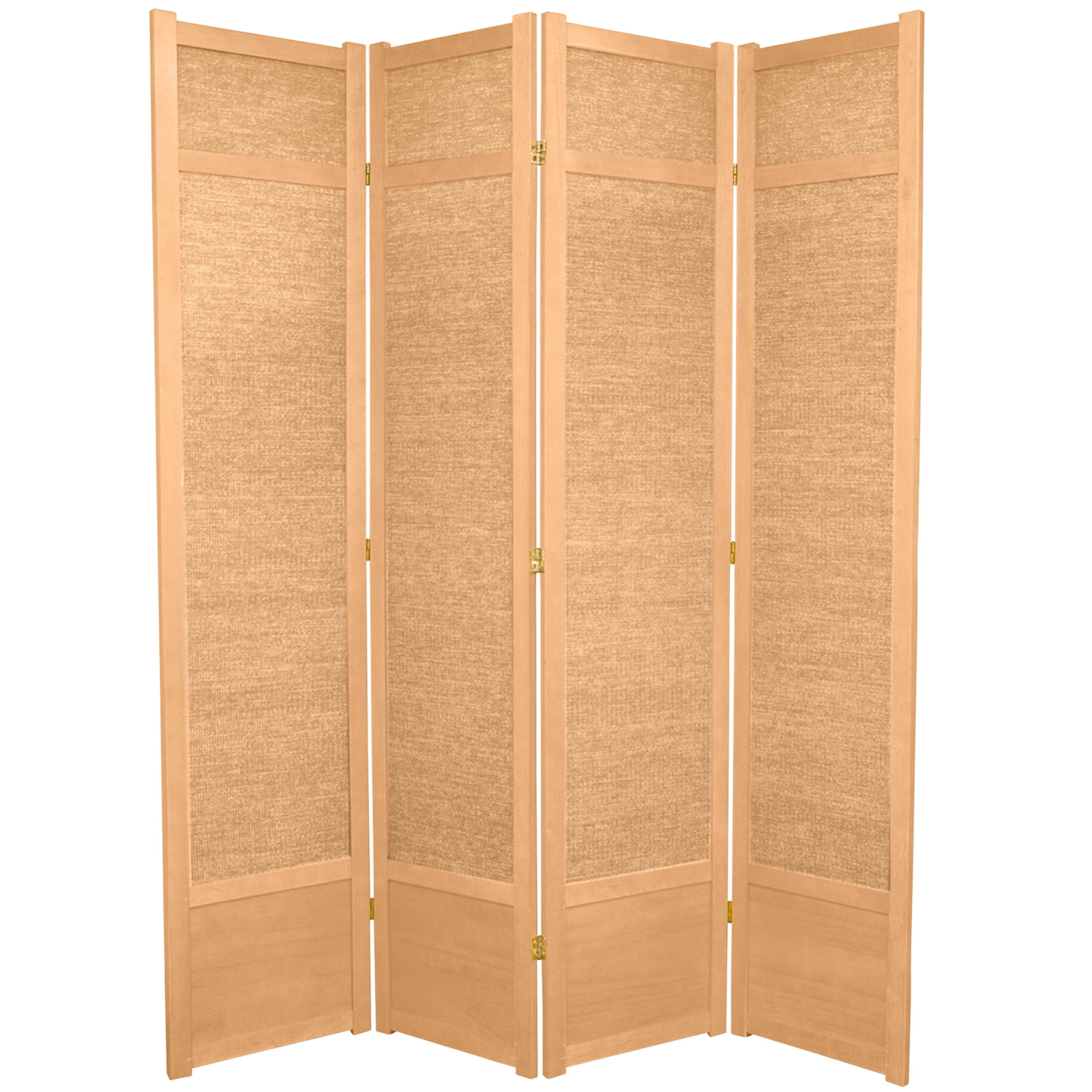 Oriental Furniture 7 Ft Tall Jute Shoji Screen, Natural, 4 panel