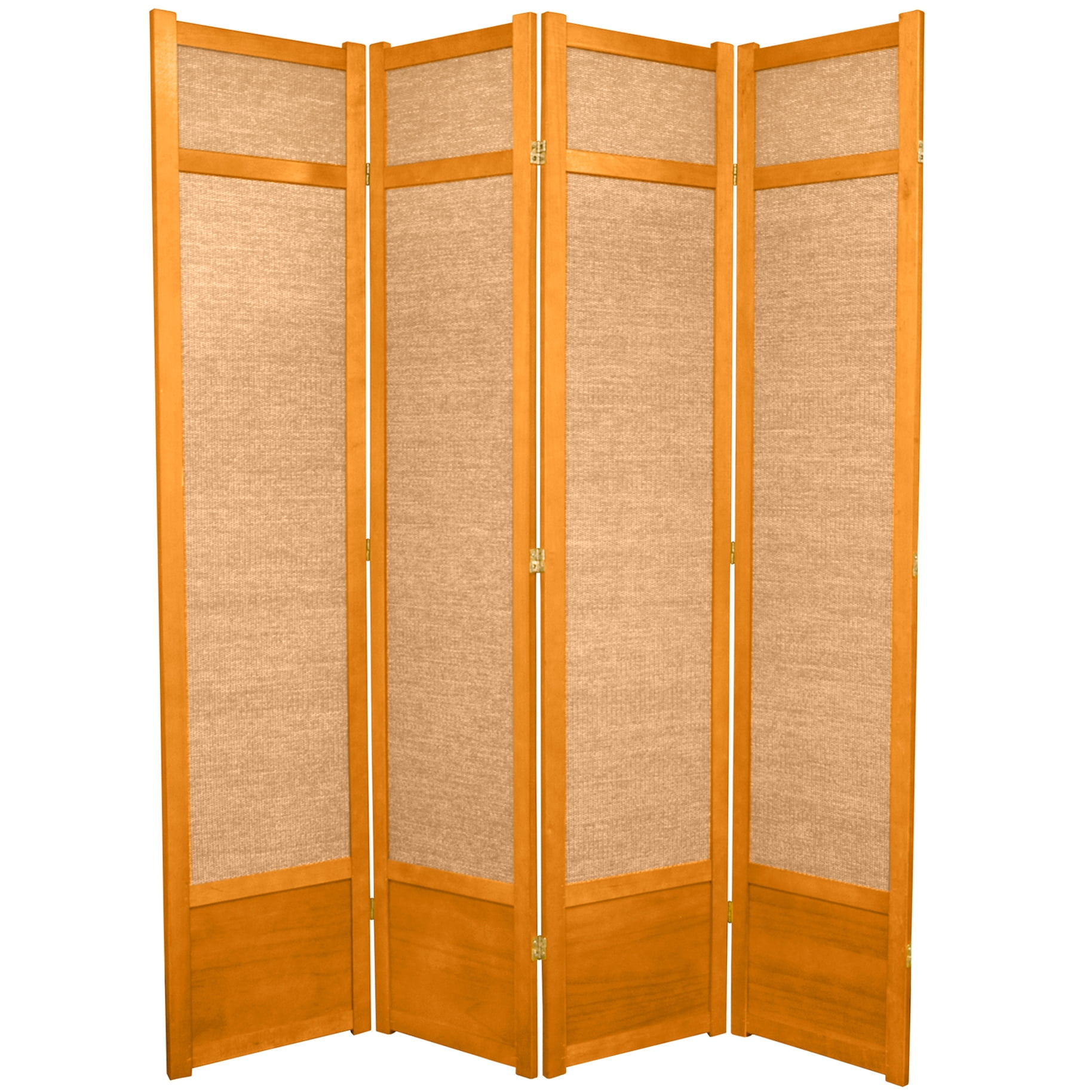 Oriental Furniture 7 Ft Tall Jute Shoji Screen, honey, 4 panel