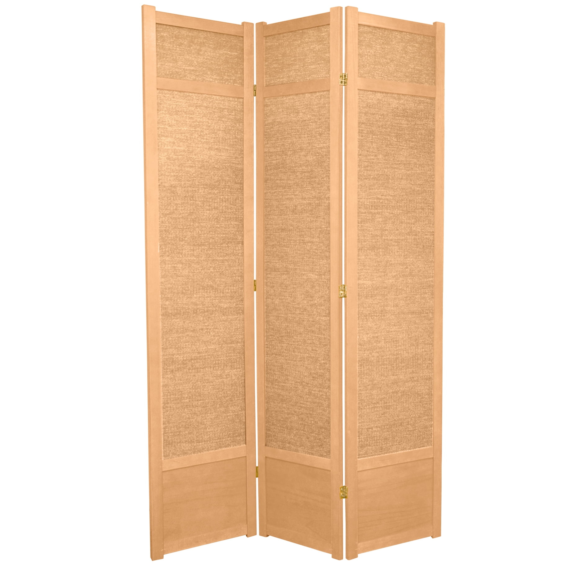 Oriental Furniture 7 Ft Tall Jute Shoji Screen, natural, 3 panel