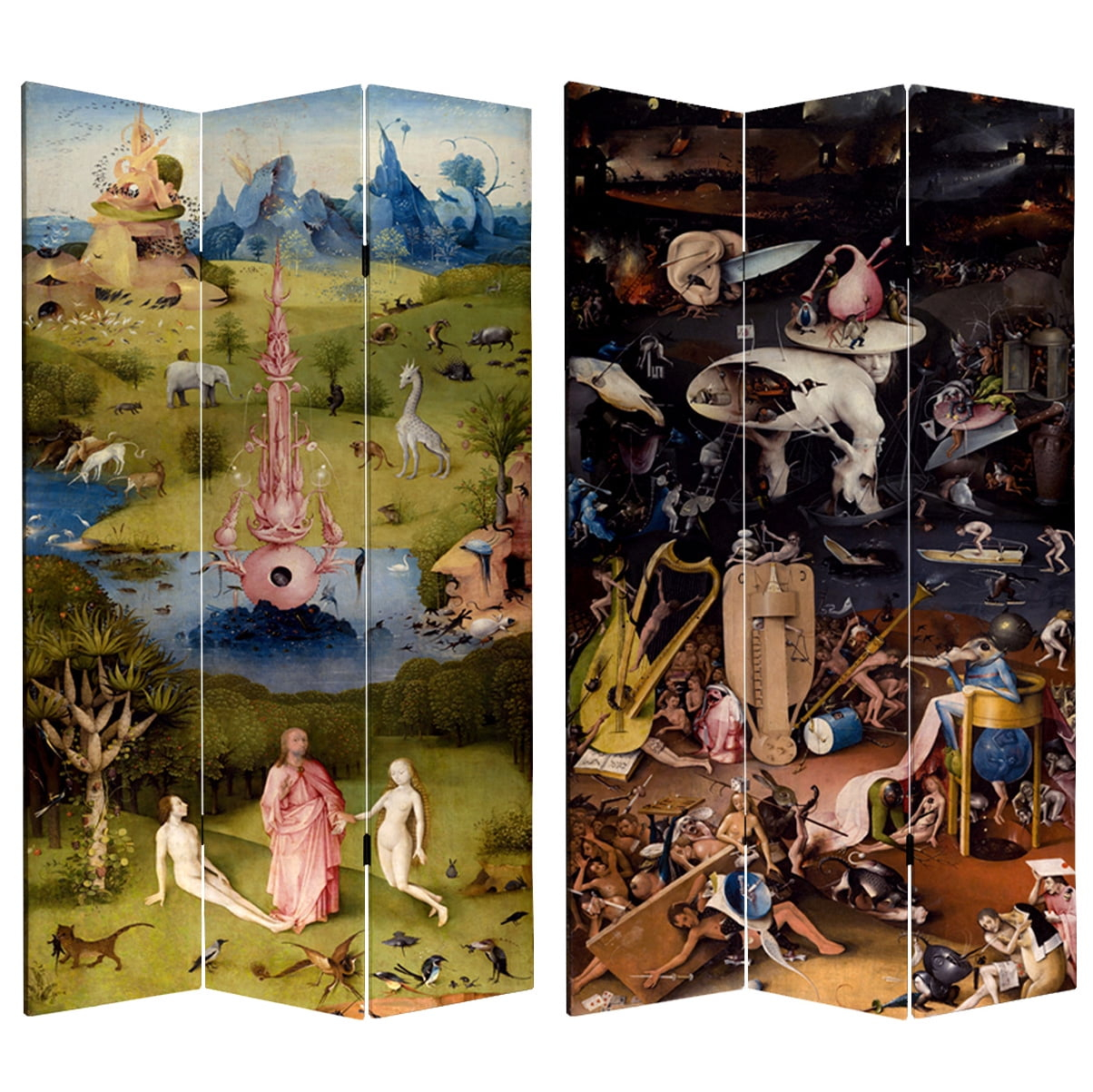 Oriental Furniture 7 ft. Tall Garden of Delights Canvas Room Divider - 3 Panel