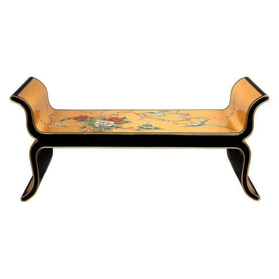 Oriental Furniture Gold Leaf Lacquer Bench