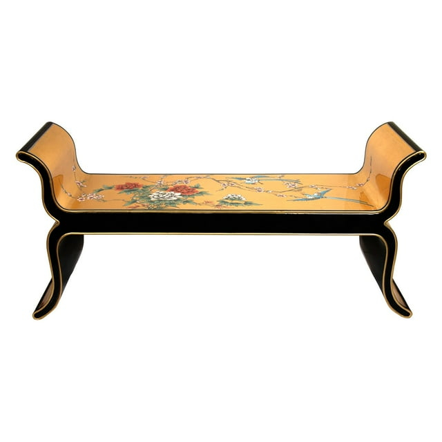 Oriental Furniture Gold Leaf Lacquer Bench