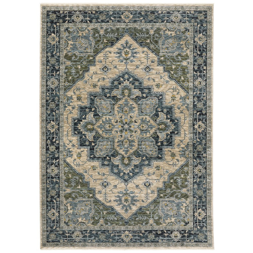Oriental Weavers Aberdeen Area Rug 051G1 Traditional Blue Medallion Oriental 3' 3" X 5' Rectangle