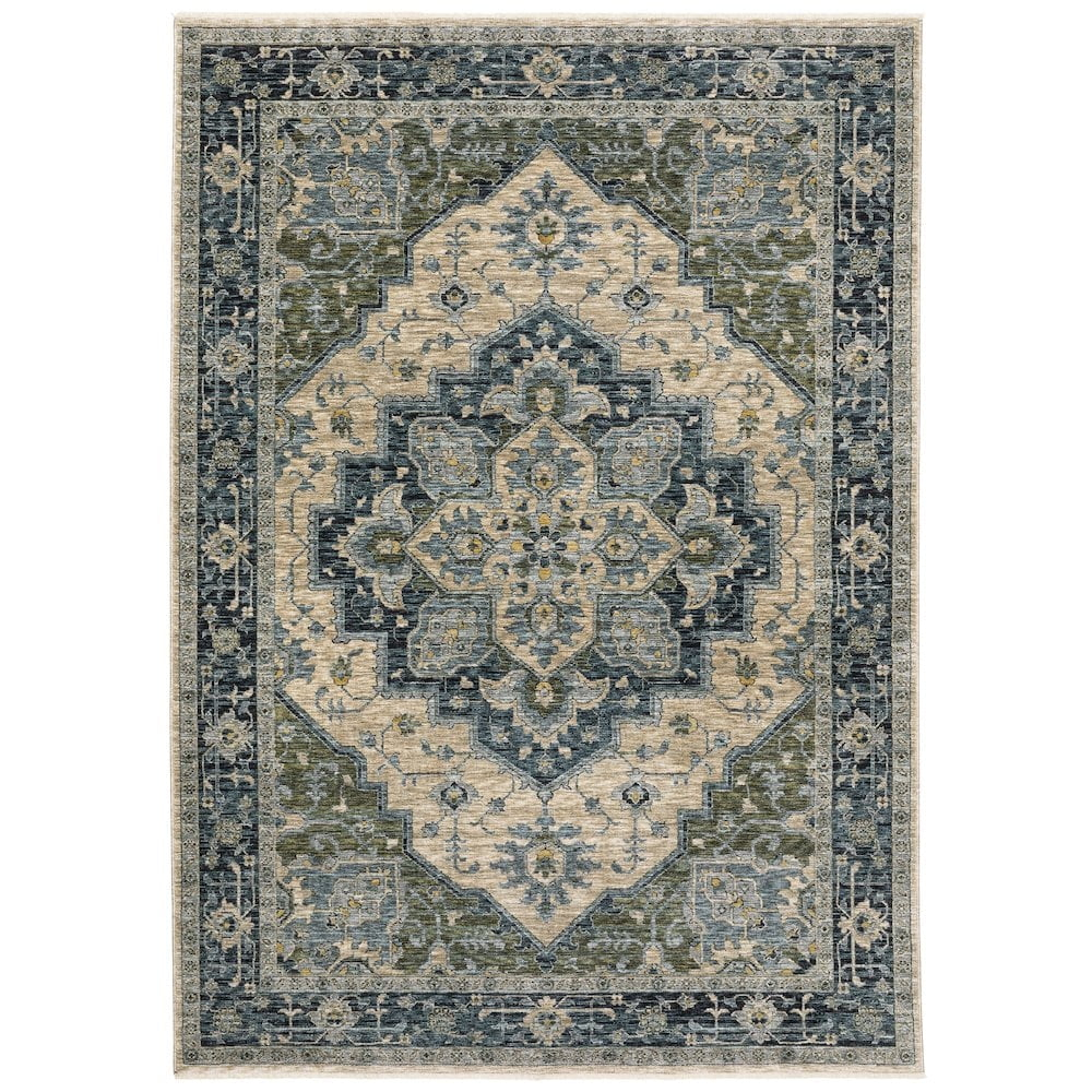 Oriental Weavers Aberdeen Area Rug 051G1 Traditional Blue Medallion Oriental 3' 3" X 5' Rectangle