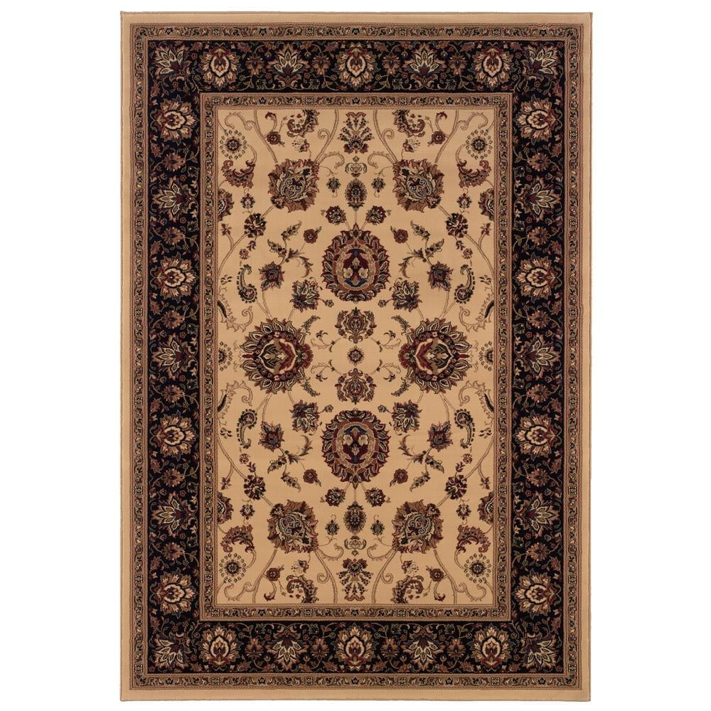 Oriental Weavers Ariana Area Rug - 130/7 - 6'7" x 9'6" - in Ivory/ Black - Vintage Inspired, Stain Resistant, Family and Pet Friendly , Dining, Living Room Rug
