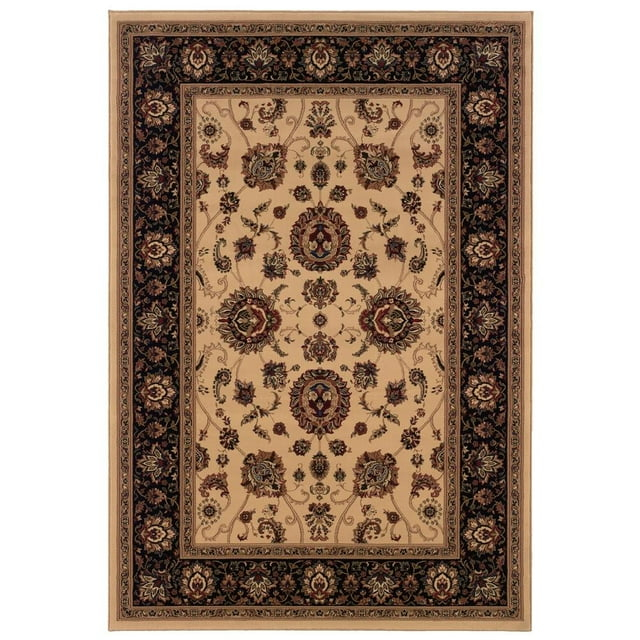 Oriental Weavers Ariana Area Rug - 130/7 - 6'7" x 9'6" - in Ivory/ Black - Vintage Inspired, Stain Resistant, Family and Pet Friendly , Dining, Living Room Rug