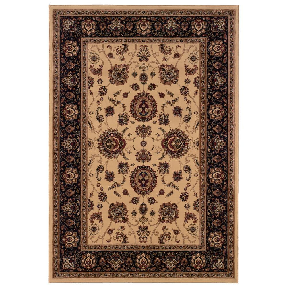 Oriental Weavers Ariana Area Rug - 130/7 - 6'7" x 9'6" - in Ivory/ Black - Vintage Inspired, Stain Resistant, Family and Pet Friendly , Dining, Living Room Rug