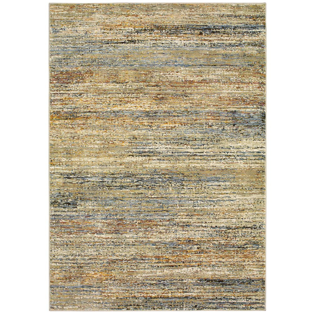 Oriental Weavers Atlas Area Rug 8037J Gold Striped Banded 7' 10" x 10' 10" Rectangle