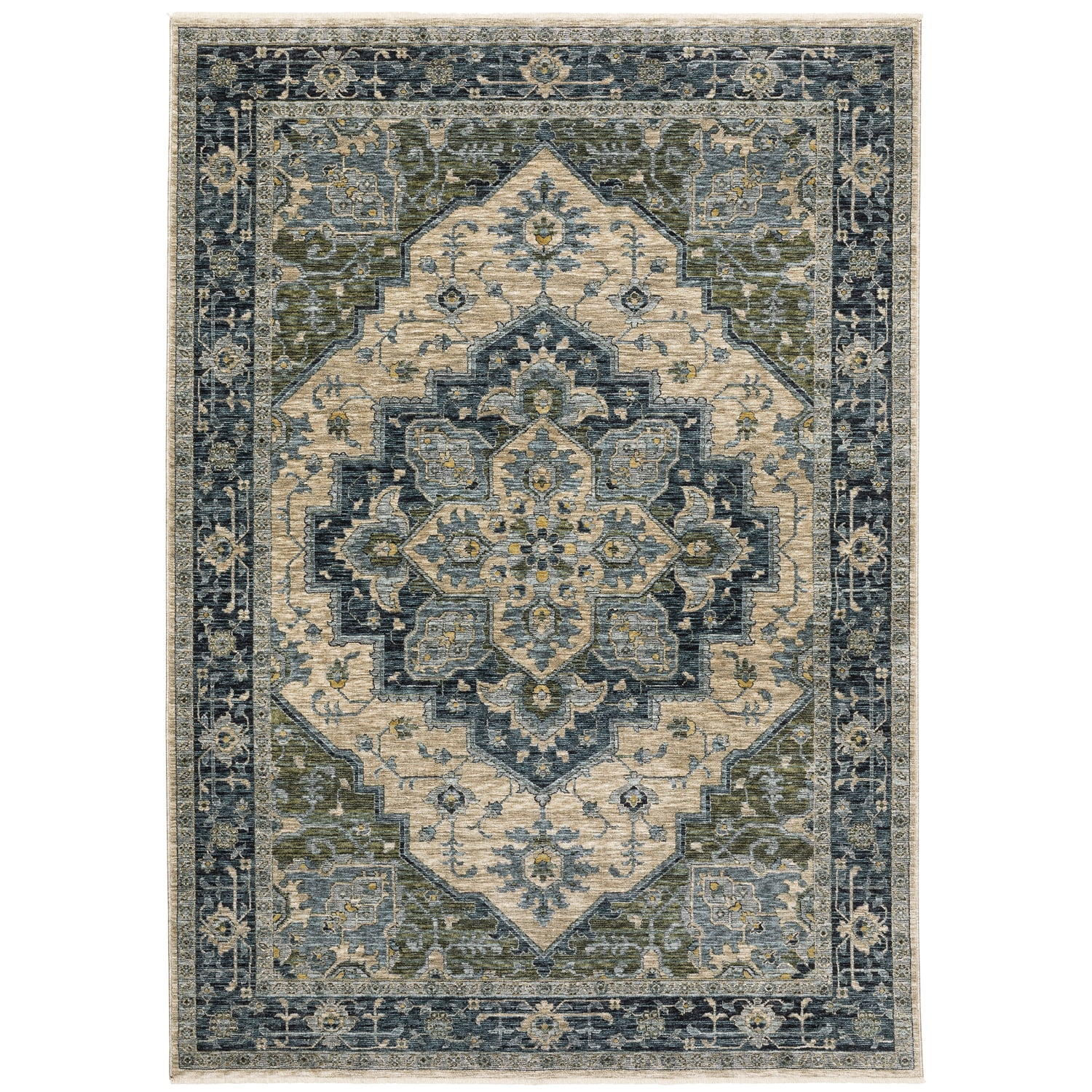 Oriental Weavers Aberdeen Area Rug 051G1 Traditional Blue Medallion Oriental 7'10" X 10'10" Rectangle
